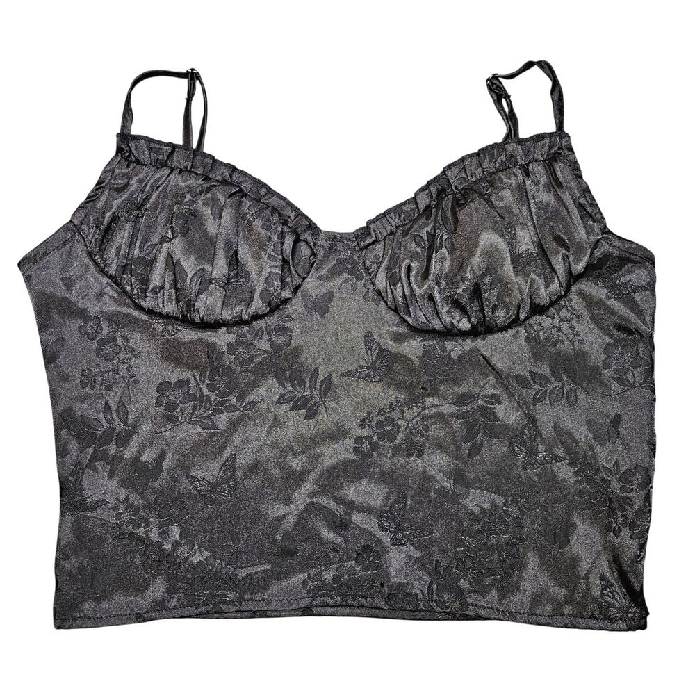L.A. HEARTS FLORAL ADJUSTABLE STRAPS CAMISOLE – WOMEN’S M – BLACK – FULLY LINED